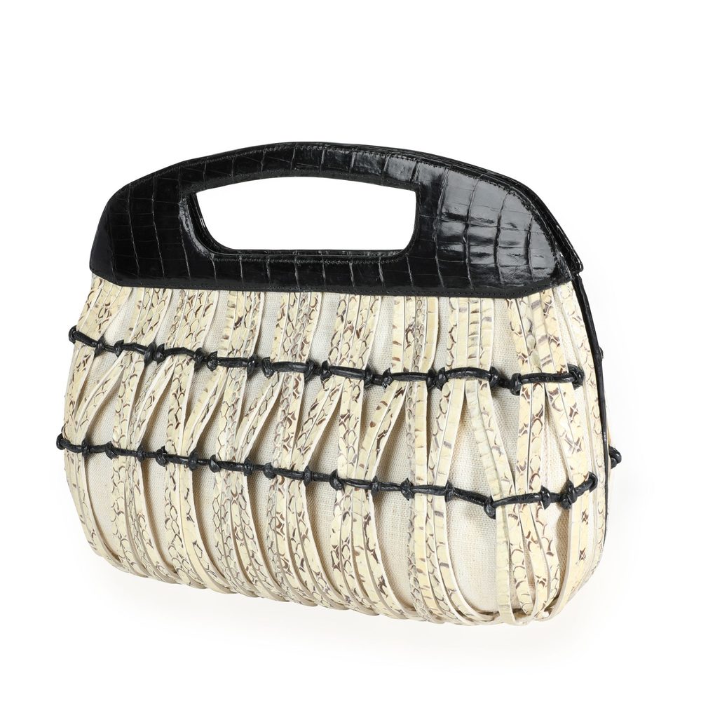 Nancy Gonzalez Black Croc & Python Woven Top Handle Bag - Picture 2 of 7